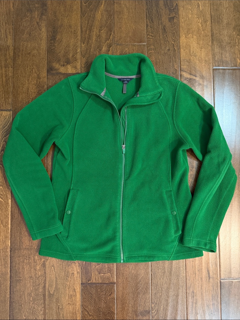Women’s Lands' End Bright Green Full-Zip Fleece Jacket